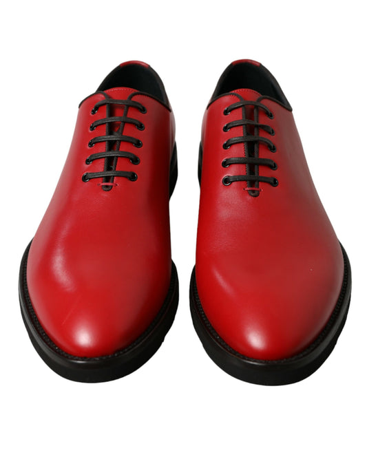 Red Leather Lace Up Oxford Men Dress Shoes