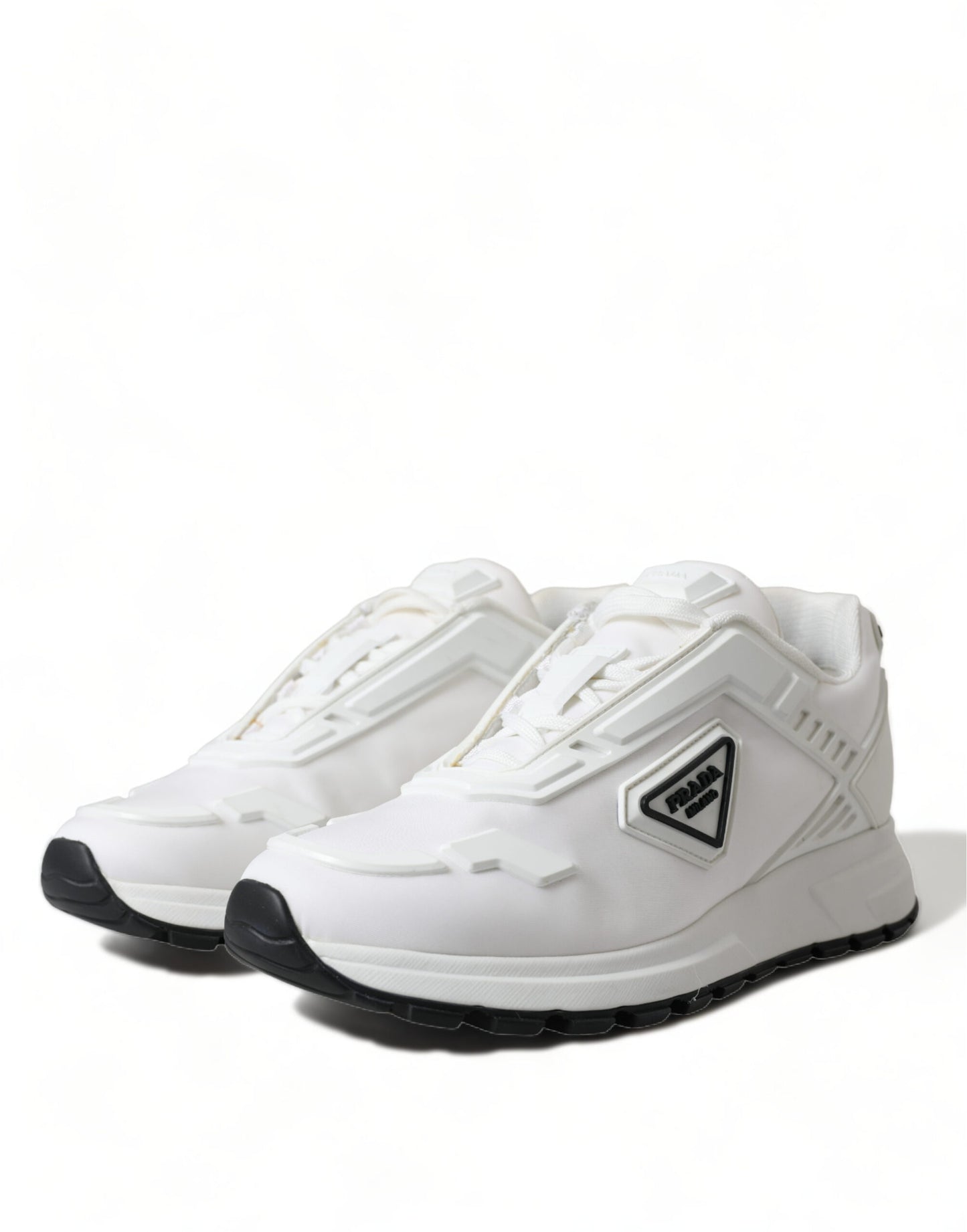 Sleek White Nylon Low Top Sneakers