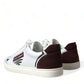 White Bordeaux Leather Logo Low Top Sneakers Shoes