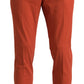 Orange Straight Fit Men Formal Trousers Pants