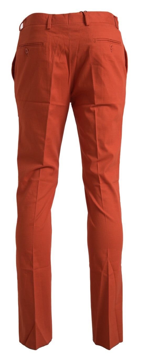 Orange Straight Fit Men Formal Trousers Pants