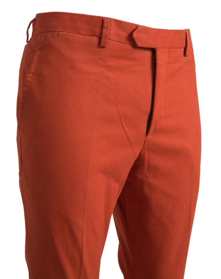 Orange Straight Fit Men Formal Trousers Pants