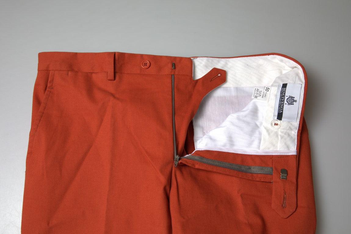 Orange Straight Fit Men Formal Trousers Pants