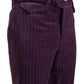 Purple Striped Straight Fit Formal Trousers Pants