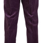 Purple Striped Straight Fit Formal Trousers Pants