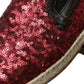 Red Sequined Loafers Slippers Men Shoes
