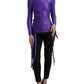 Purple Nylon Stretch Slim Long Sleeves Top