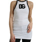 White DG Patch Sleeveless Cotton Tank Top
