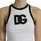 White DG Patch Sleeveless Cotton Tank Top