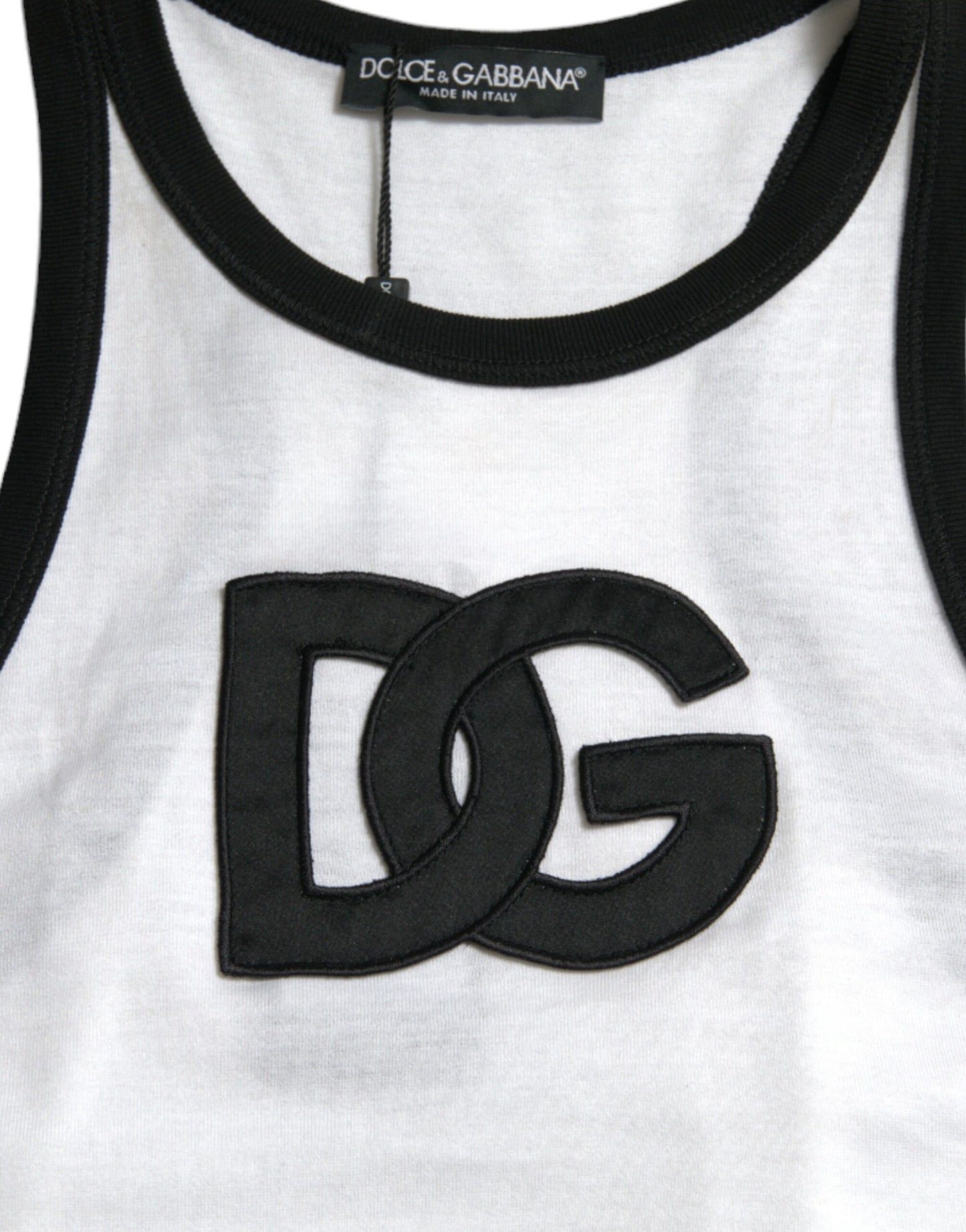 White DG Patch Sleeveless Cotton Tank Top