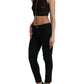 Brown Embellished Nylon Stretch Cropped Top