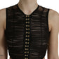 Brown Embellished Nylon Stretch Cropped Top