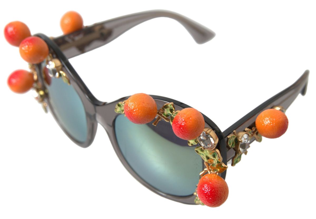 Chic Gray Crystal Applique Women's Sunglasses