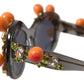 Chic Gray Crystal Applique Women's Sunglasses