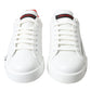 White Red Leather Logo Low Top Sneakers Men Shoes