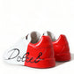 White Red Leather Logo Low Top Sneakers Men Shoes