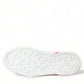 White Red Leather Logo Low Top Sneakers Men Shoes