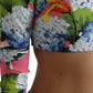 Multicolor Floral Print Long Sleeves Crop Top