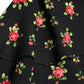 Black Floral Print Short Sleeves Cropped Top