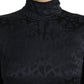 Black Viscose Stretch Long Sleeves Cropped Top