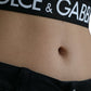 Black Viscose Stretch Long Sleeves Cropped Top