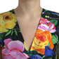 Multicolor Floral Button Waistcoat Vest Top