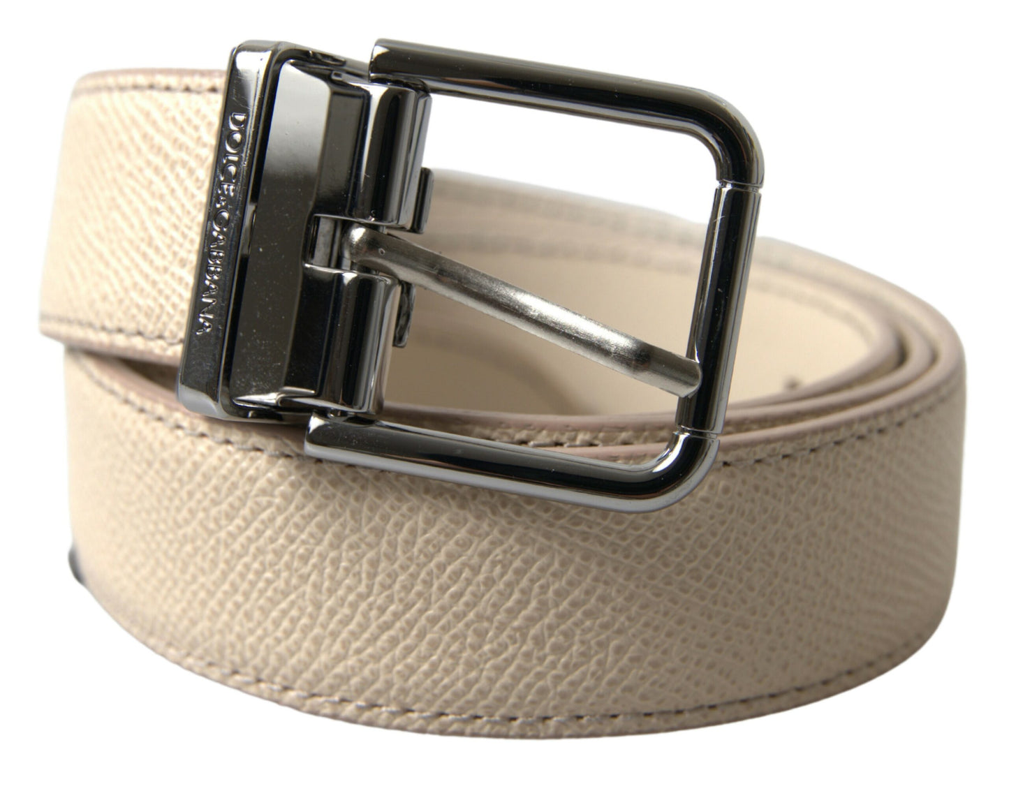 Chic Beige Italian Leather Belt