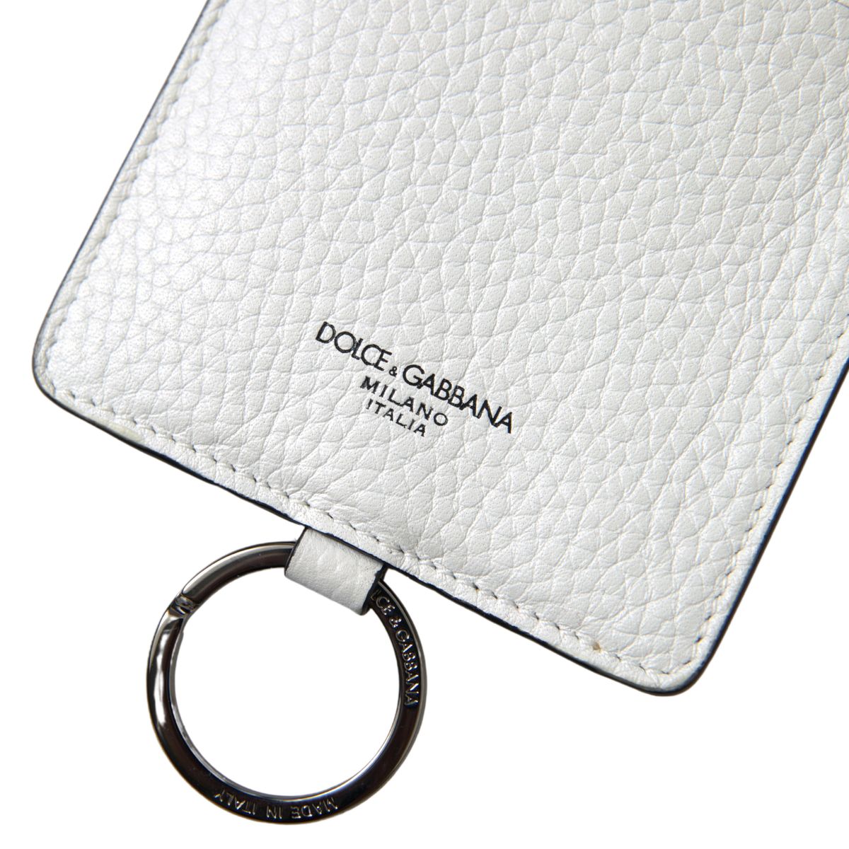 Elegant White Leather Cardholder Lanyard