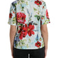 Multicolor Floral Cotton Round Neck Blouse Top