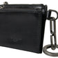 Black Leather Zip Logo Keyring Coin Purse Wallet