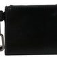 Black Leather Zip Logo Keyring Coin Purse Wallet
