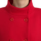 Red Wool Double Breasted Long Sleeves Coat Jacket