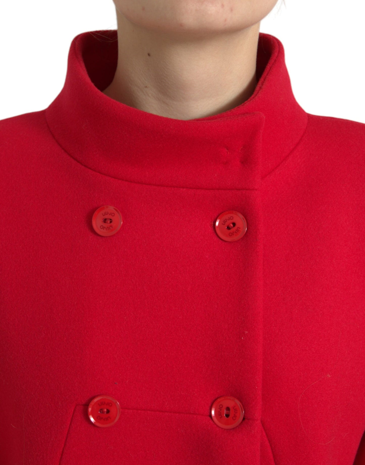 Red Wool Double Breasted Long Sleeves Coat Jacket