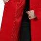 Red Wool Double Breasted Long Sleeves Coat Jacket
