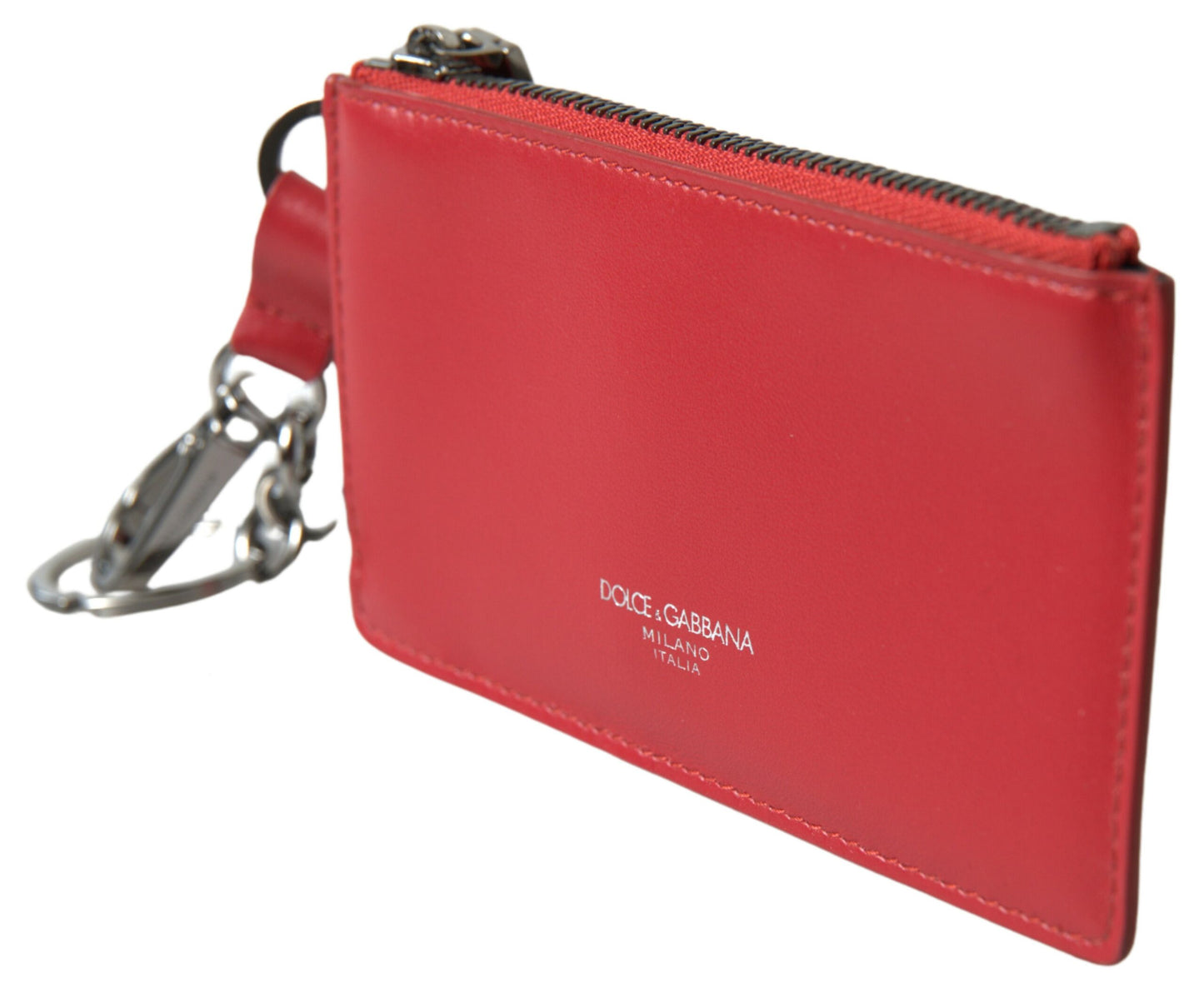 Chic Red Leather Card Holder Wallet