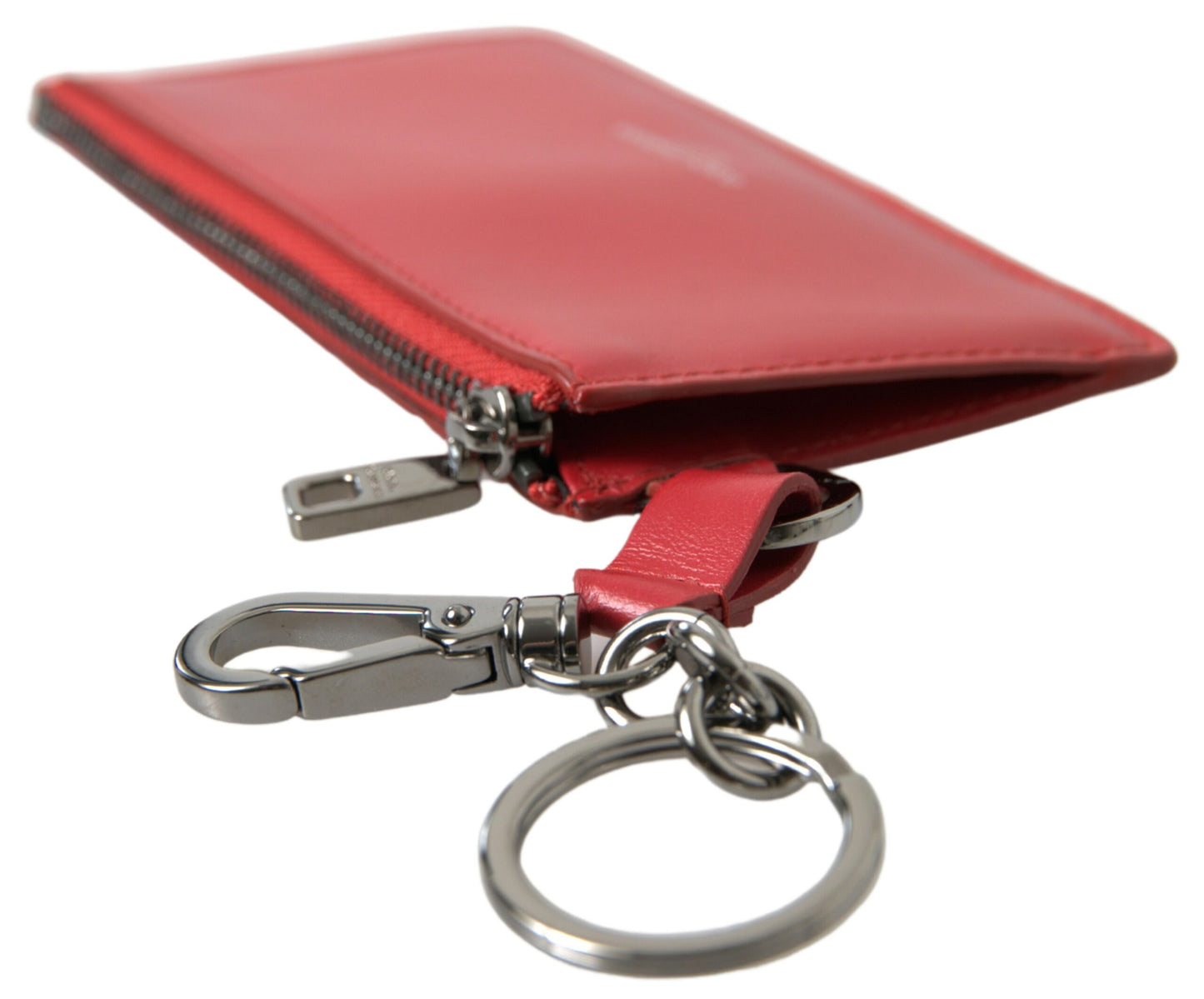 Chic Red Leather Card Holder Wallet