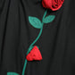 Black Roses Wool Sheath Bodycon Midi Dress