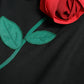 Black Roses Wool Sheath Bodycon Midi Dress
