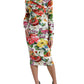 Multicolor Floral Sheath Midi Silk Dress