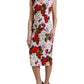 Pink Viscose Pink Floral V-neck Sheath Midi Dress