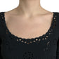 Black Floral Lace Viscose Bodycon Midi Dress