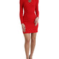 Red Sacred Heart Viscose Bodycon Mini Dress