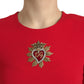 Red Sacred Heart Viscose Bodycon Mini Dress
