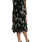 Black Floral Sheer A-line Knee Length Dress