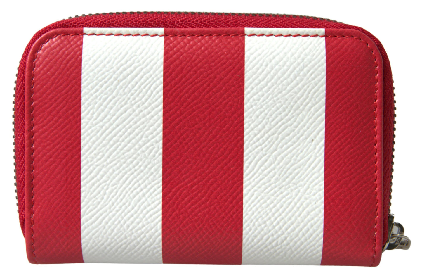 Elegant Continental Zip Wallet - Red & White Leather