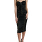 Black Bustier Corset Lace Bodycon Midi Dress
