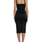 Black Bustier Corset Lace Bodycon Midi Dress
