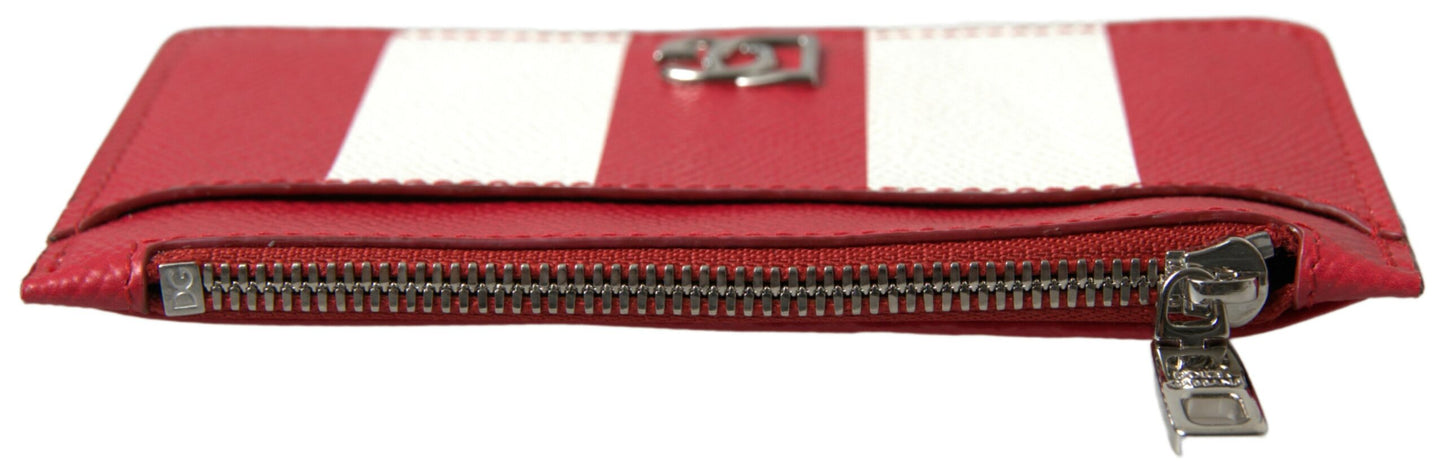 Elegant Striped Leather Card Holder