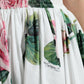 White Cotton Rose A-line Pleated Long Dress