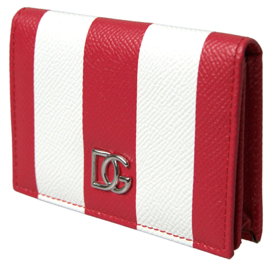 Elegance Unfolded: Red & White Leather Bifold Wallet